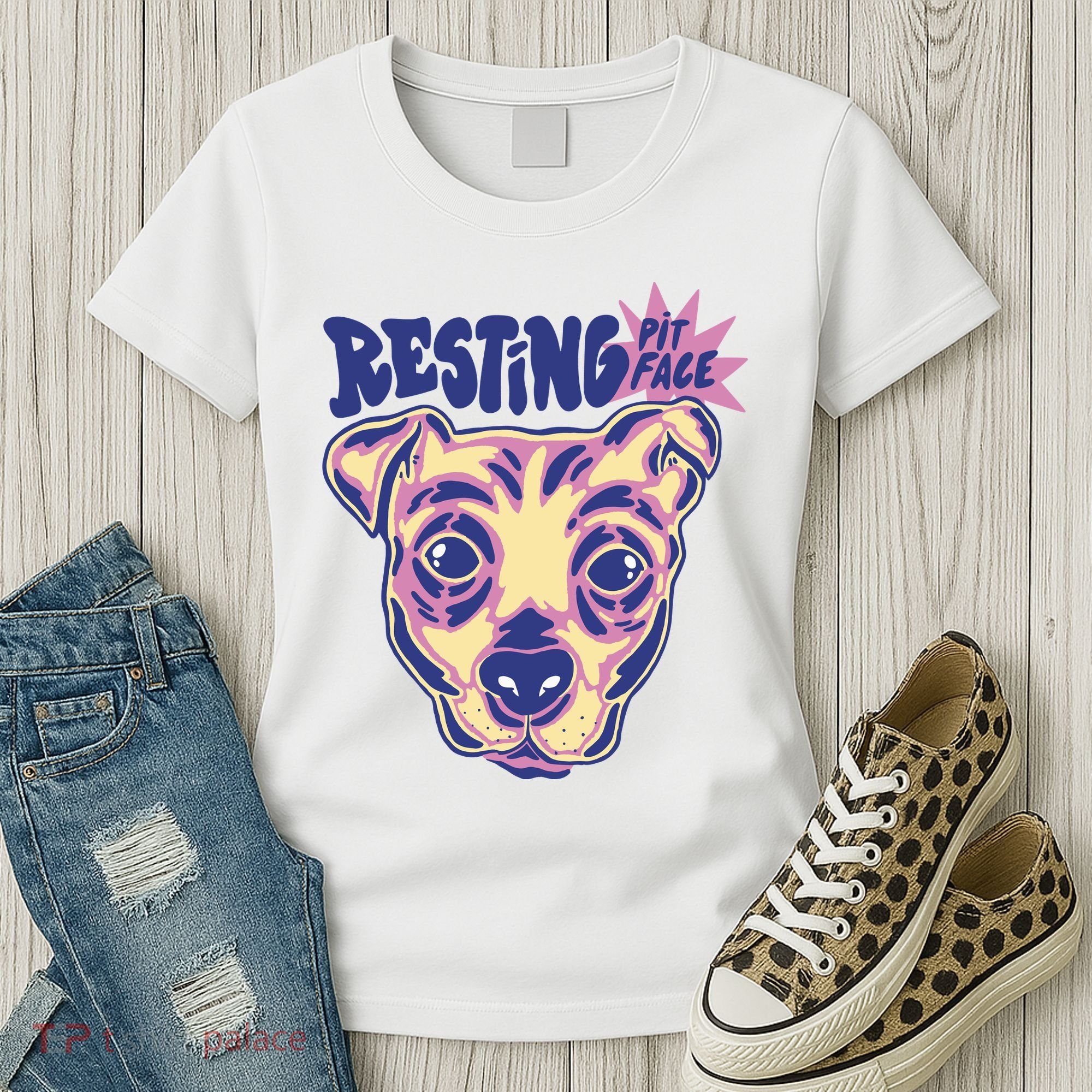 Resting Pit Face Funny Pit Bull Dog Women's T-Shirt