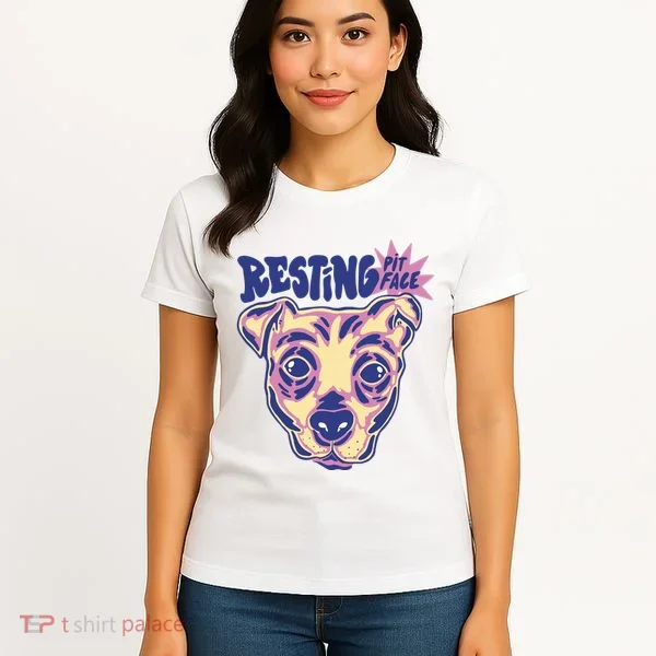 Resting Pit Face Funny Pit Bull Dog Women's T-Shirt