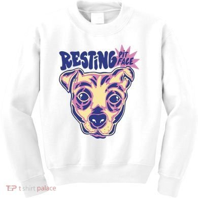 Resting Pit Face Funny Pit Bull Dog Kids Sweatshirt