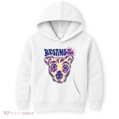 Resting Pit Face Funny Pit Bull Dog Kids Hoodie
