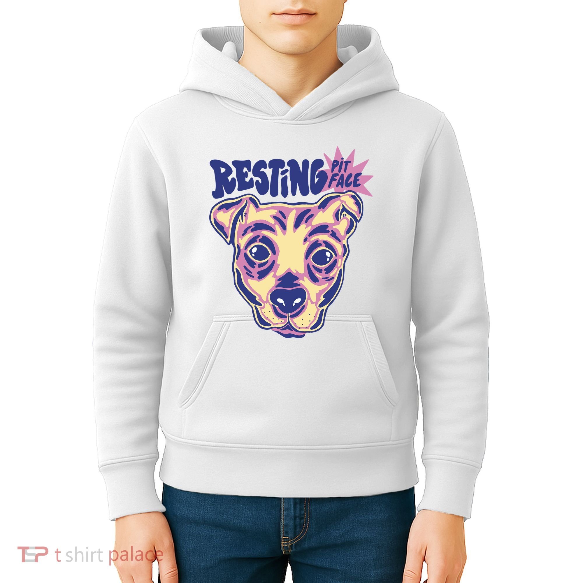 Resting Pit Face Funny Pit Bull Dog Kids Hoodie