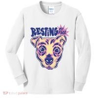 Resting Pit Face Funny Pit Bull Dog Kids Long Sleeve Shirt thumb 0
