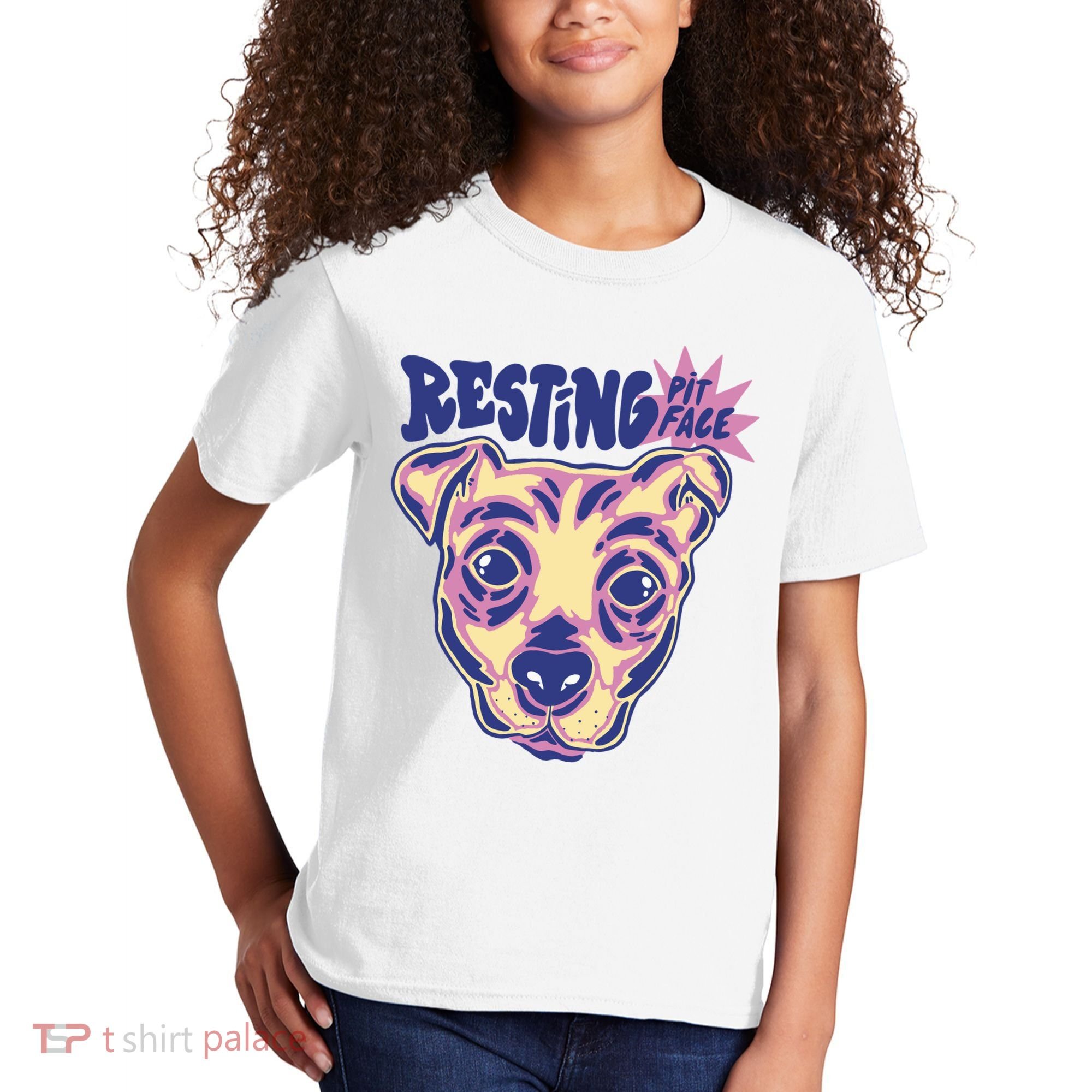 Resting Pit Face Funny Pit Bull Dog Kids T-Shirt