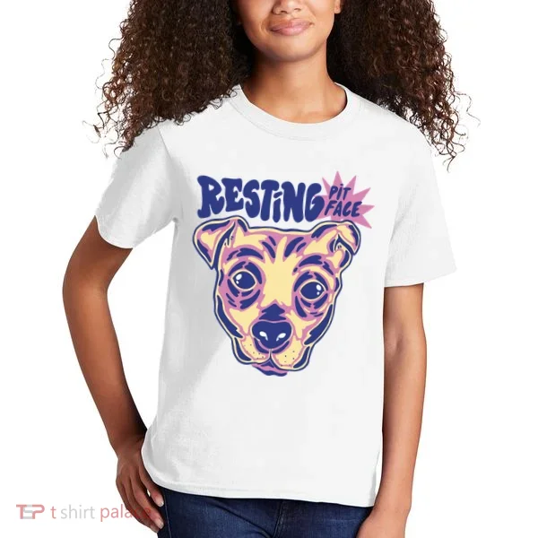 Resting Pit Face Funny Pit Bull Dog Kids T-Shirt