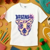Resting Pit Face Funny Pit Bull Dog Kids T-Shirt thumb 3