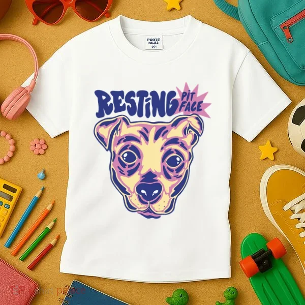 Resting Pit Face Funny Pit Bull Dog Kids T-Shirt