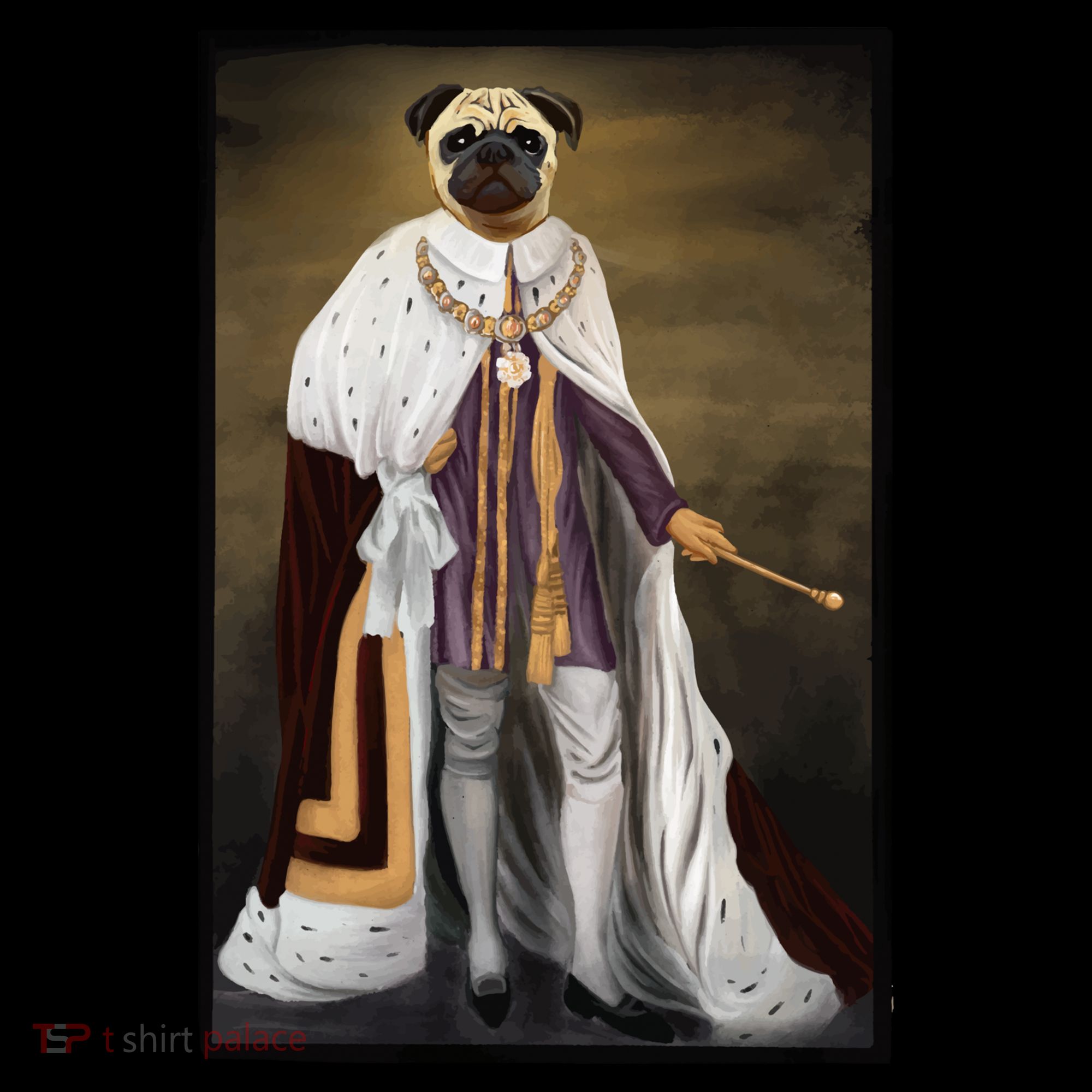 Royalty Pug Funny Tote Bag