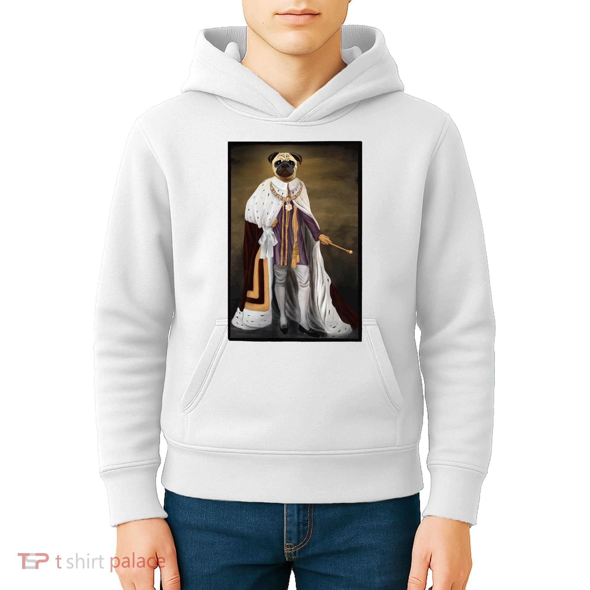 Royalty Pug Funny Kids Hoodie