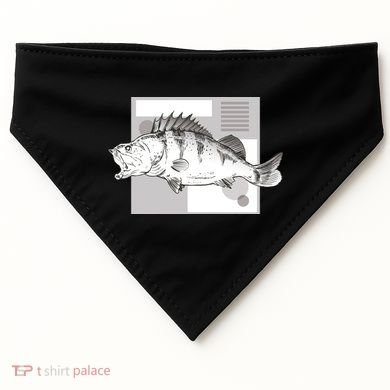 River Perch Fish Sketch USA-Made Doggie Bandana