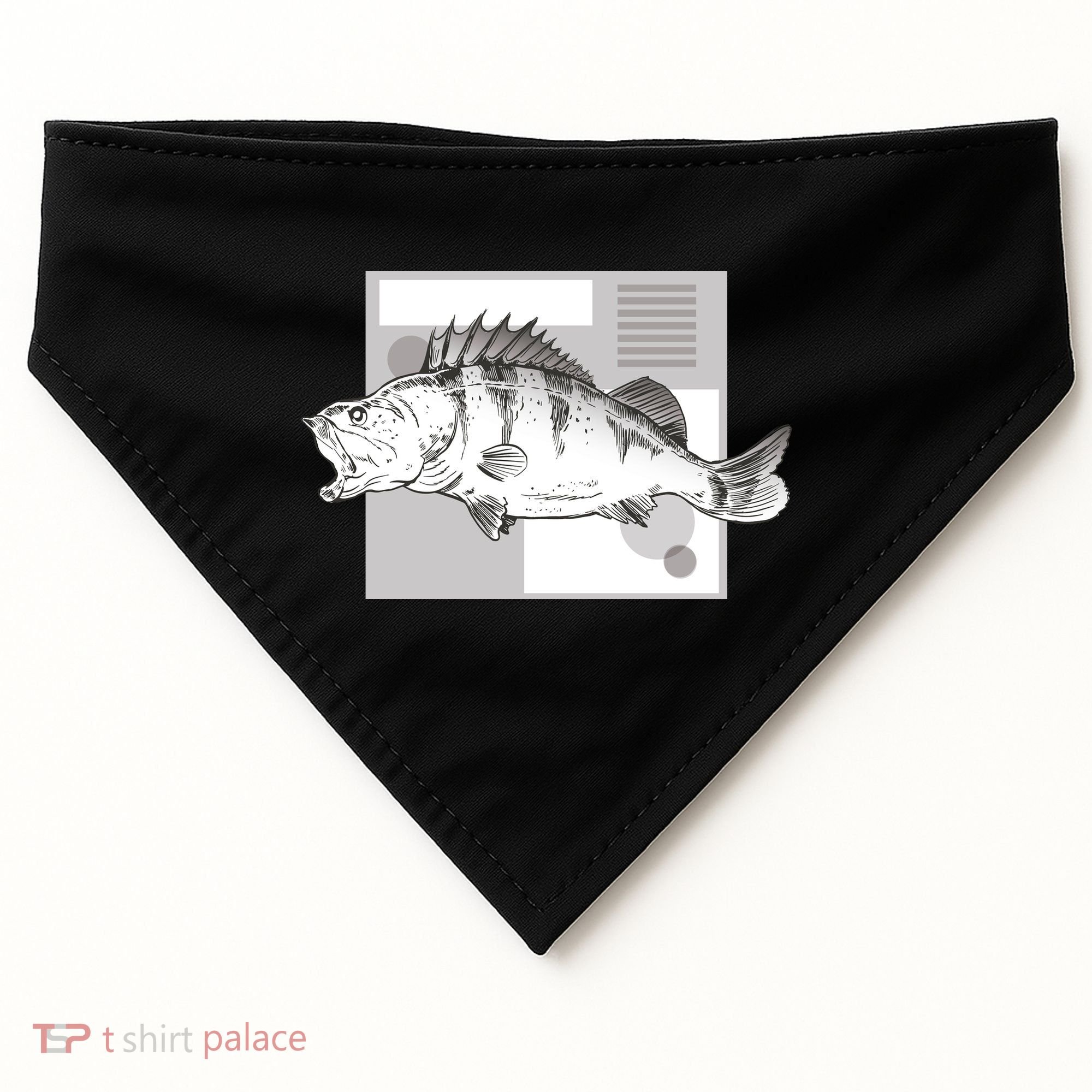 River Perch Fish Sketch USA-Made Doggie Bandana