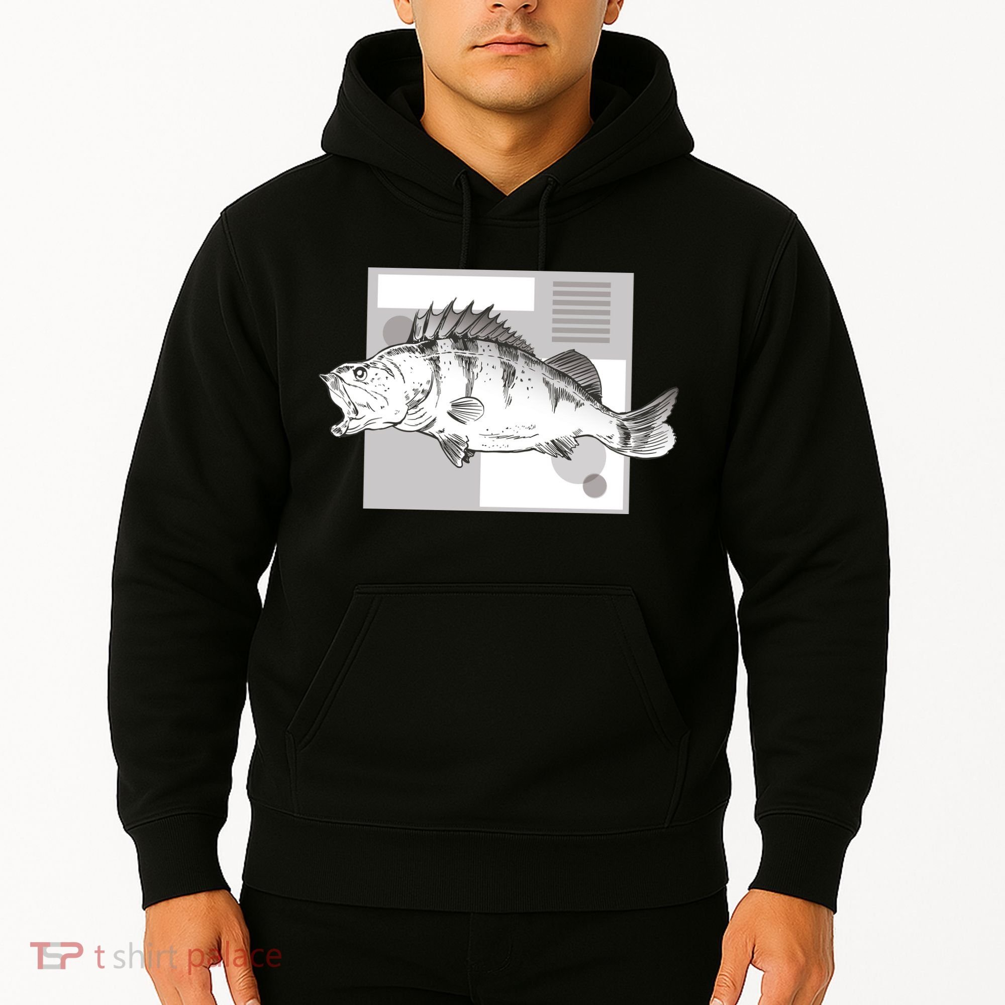 River Perch Fish Sketch Hoodie