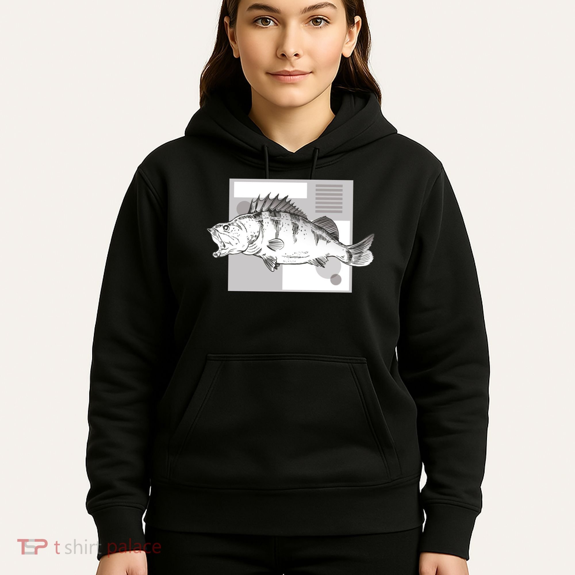 River Perch Fish Sketch Hoodie