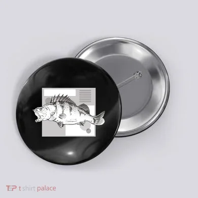 River Perch Fish Sketch Button