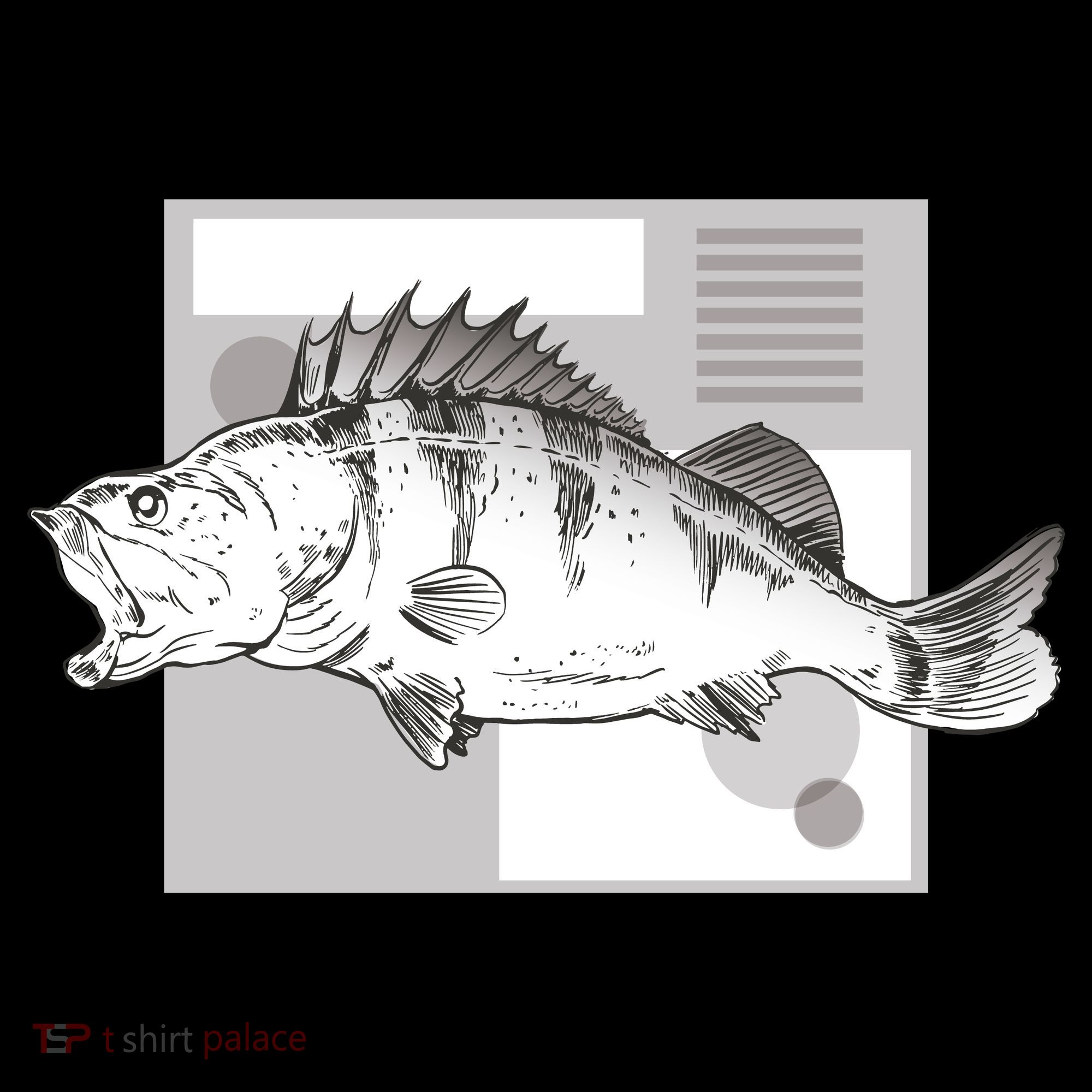 River Perch Fish Sketch Button