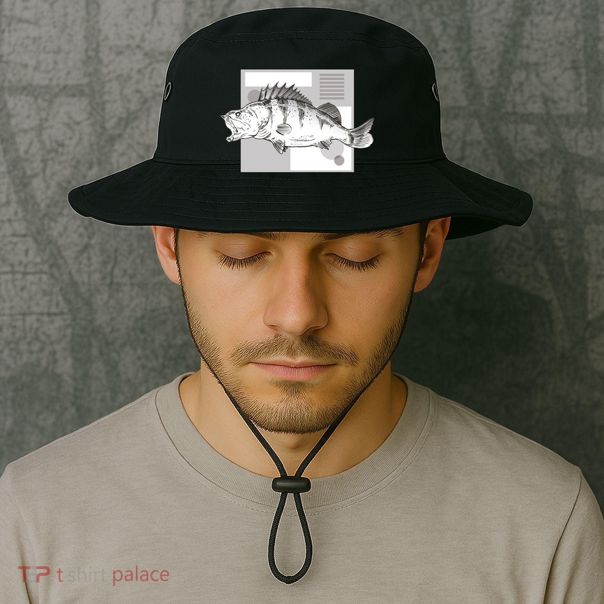 River Perch Fish Sketch Bucket Hat