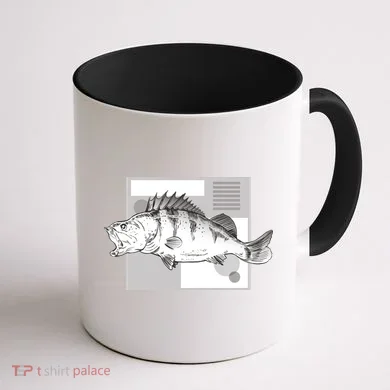River Perch Fish Sketch Coffee Mug back
