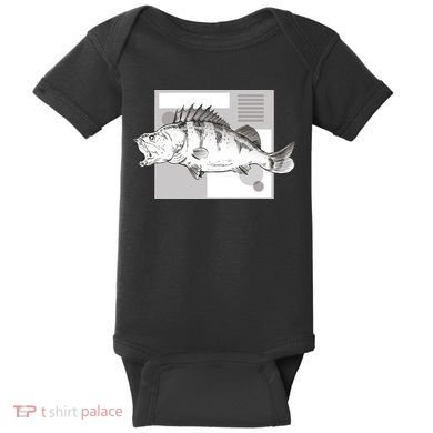 River Perch Fish Sketch Baby Bodysuit