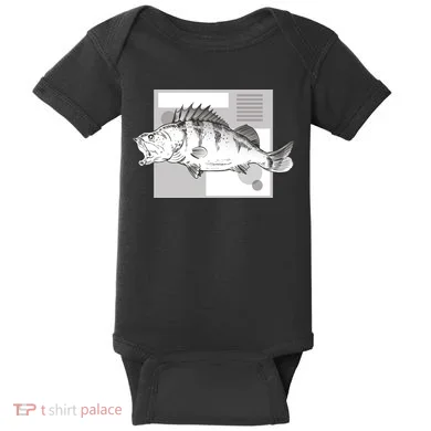 River Perch Fish Sketch Baby Bodysuit