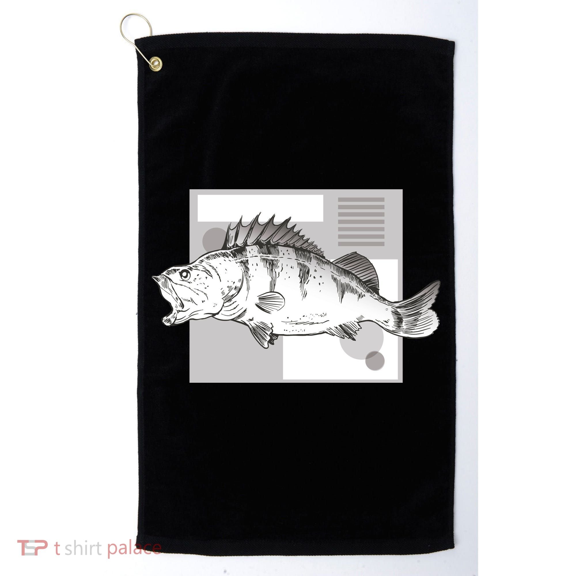 River Perch Fish Sketch Golf Towel