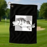 River Perch Fish Sketch Golf Towel thumb 1