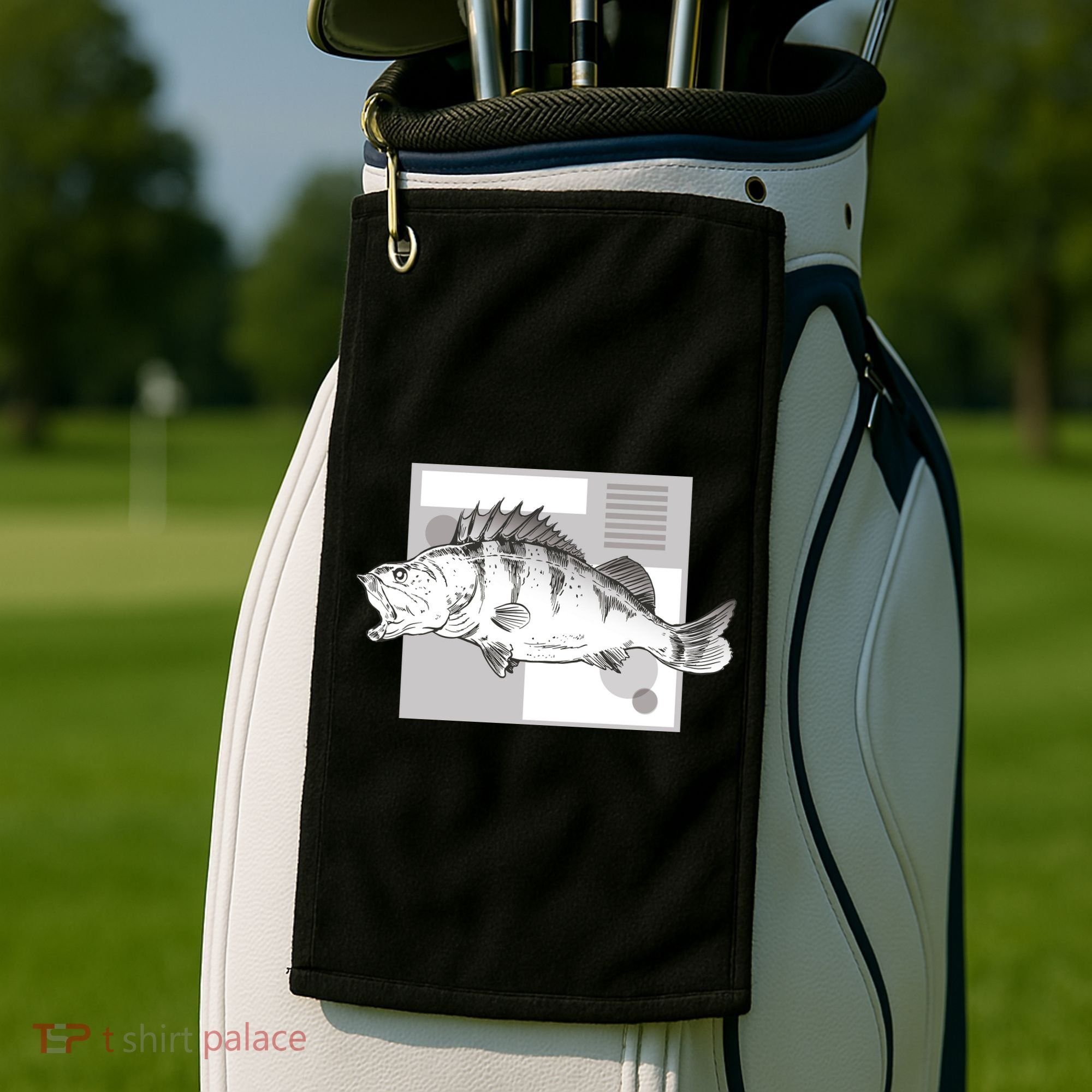 River Perch Fish Sketch Golf Towel
