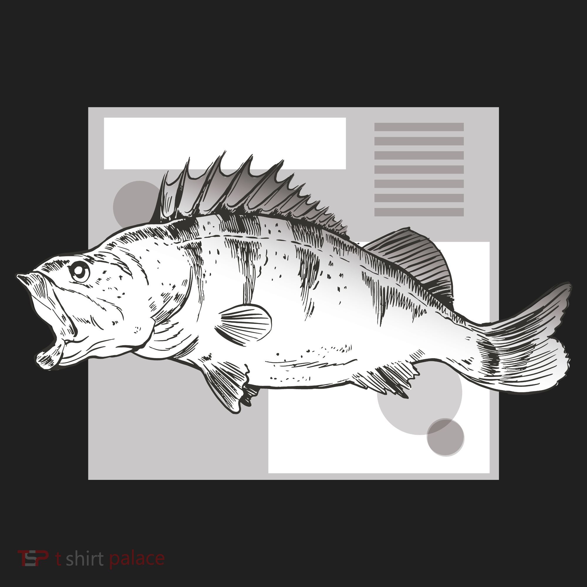 River Perch Fish Sketch Golf Towel