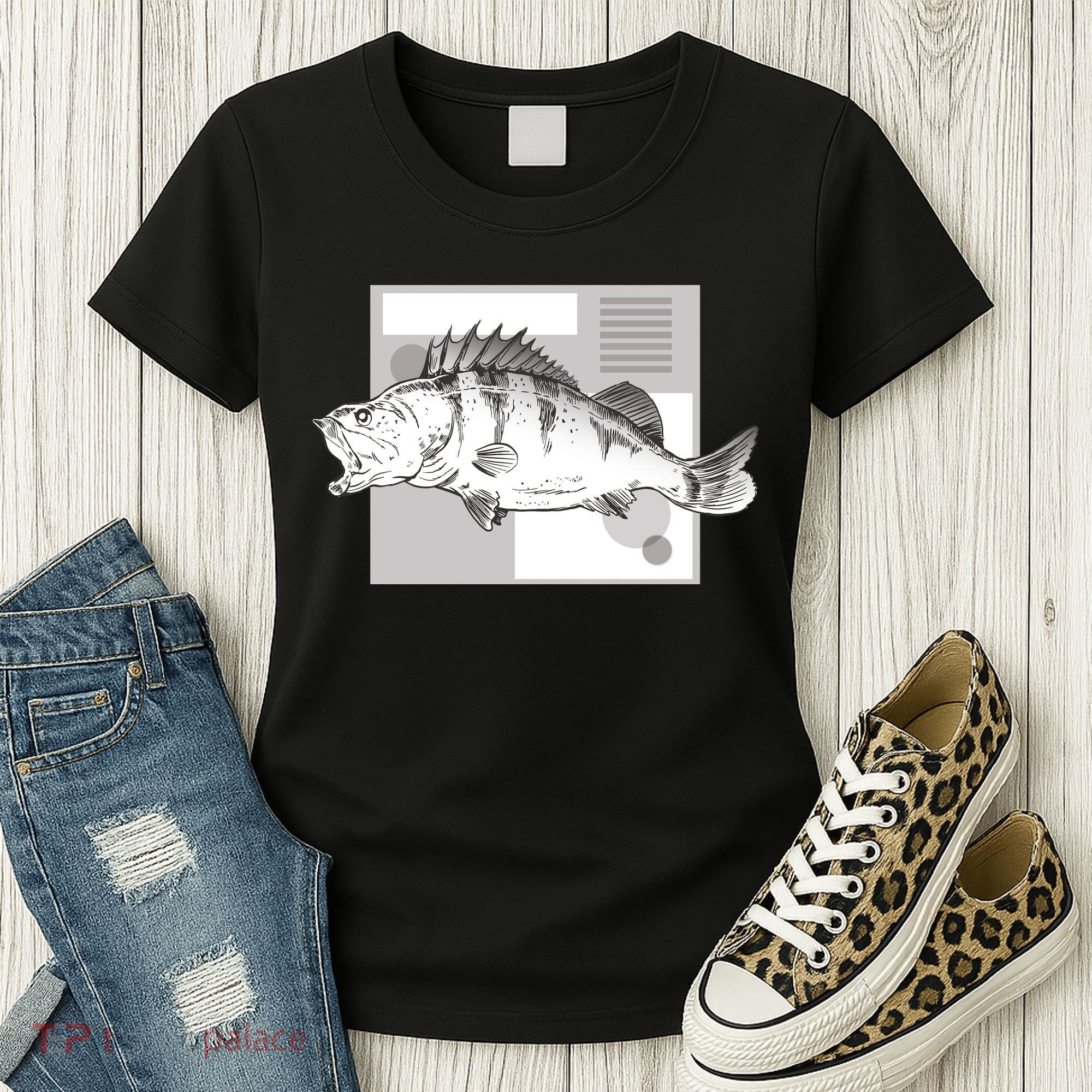 River Perch Fish Sketch Women's T-Shirt