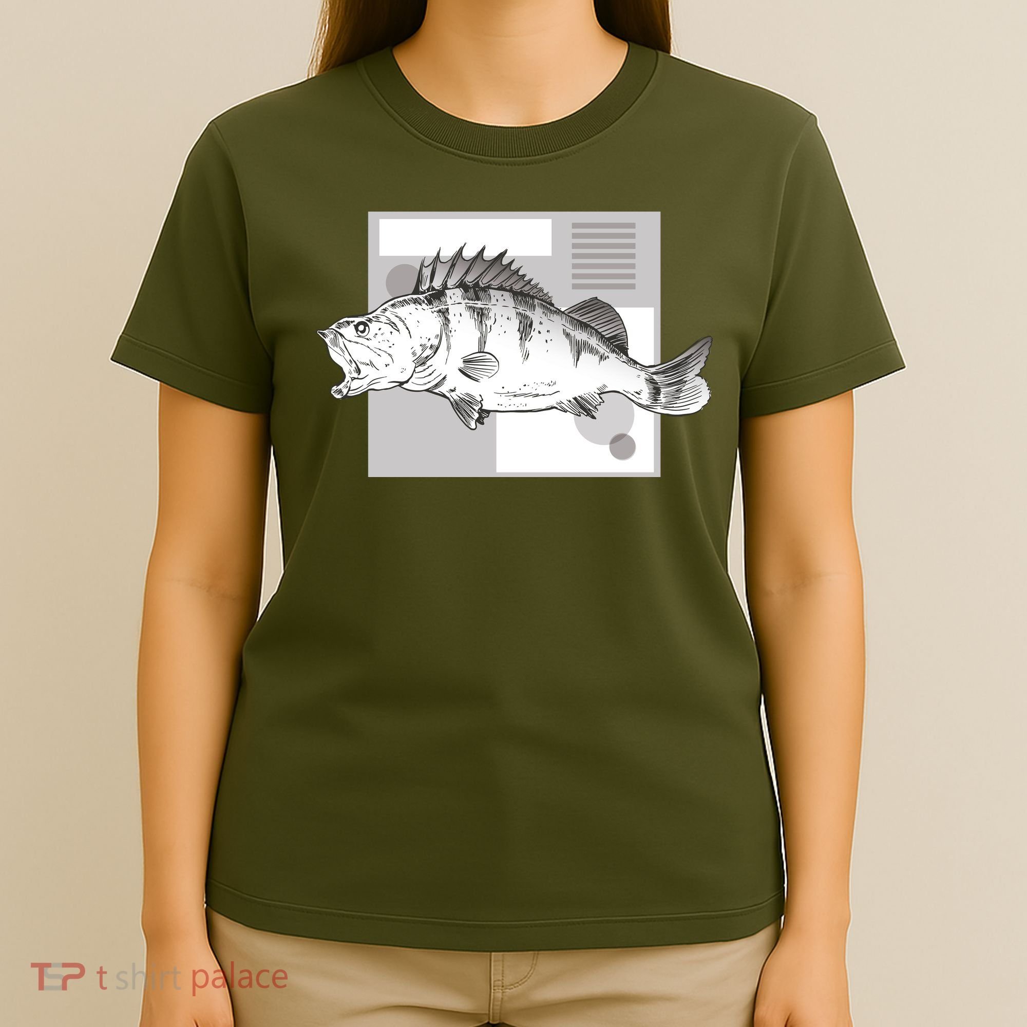 River Perch Fish Sketch T-Shirt