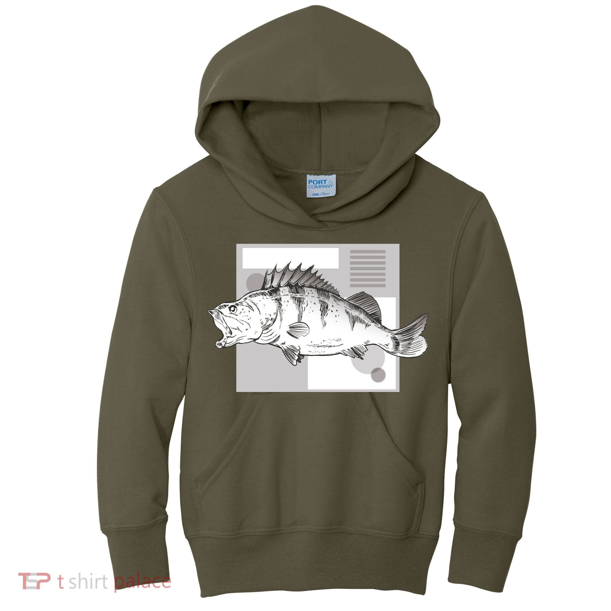 River Perch Fish Sketch Kids Hoodie