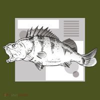 River Perch Fish Sketch Kids Hoodie thumb 2