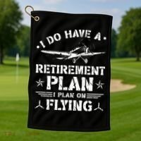 Retirement Plan Flying Airplane Golf Towel thumb 1