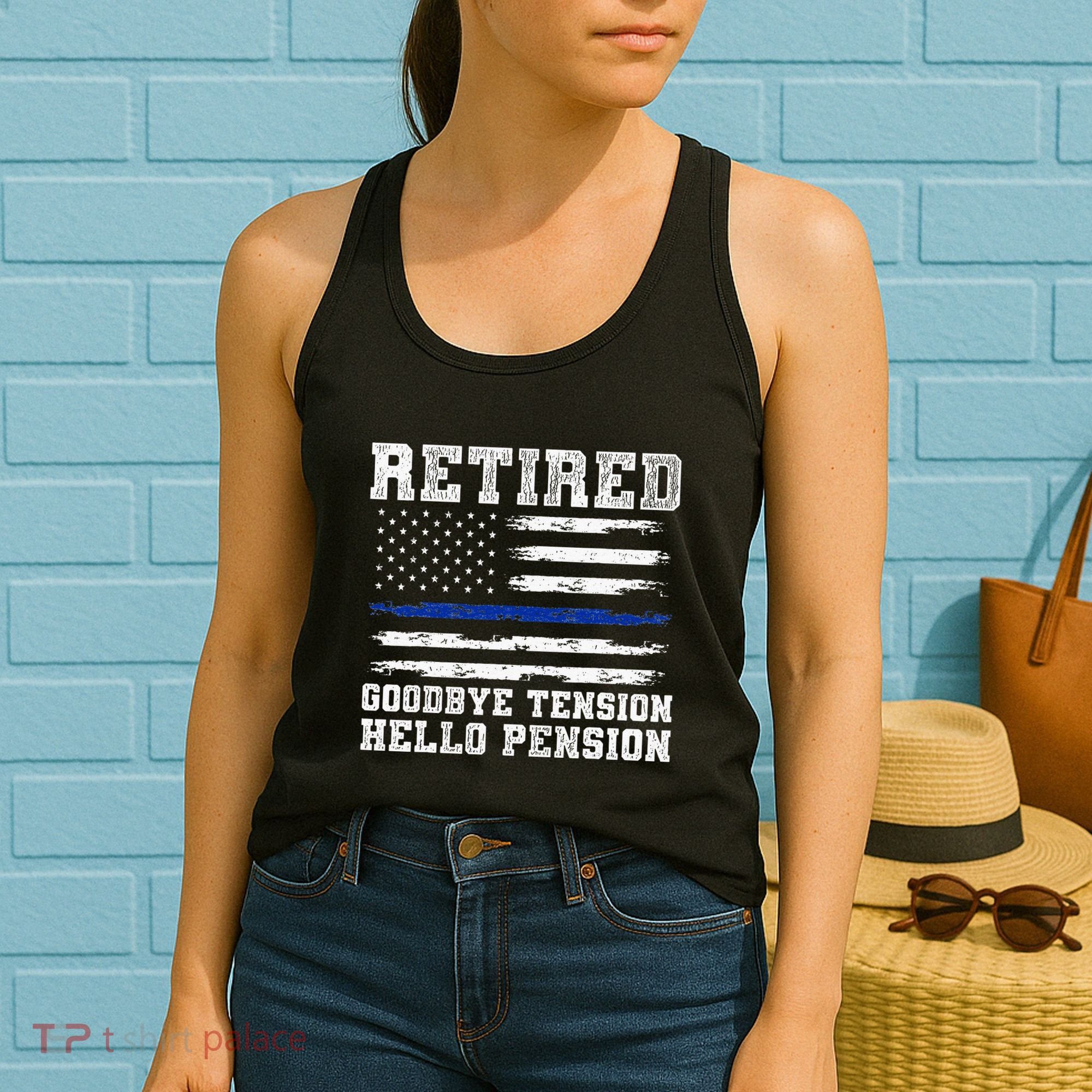 Retired Policeman Funny Sheriff Retirement Gift Police Women's Tank Top