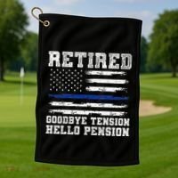 Retired Policeman Funny Sheriff Retirement Gift Police Golf Towel thumb 1