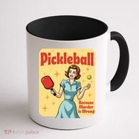 Retro Pickleball Funny Because Murder Is Wrong Coffee Mug thumb 1