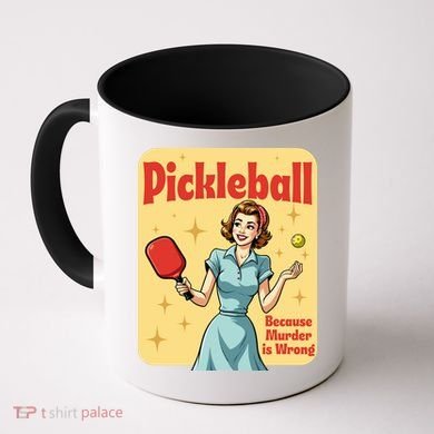 Retro Pickleball Funny Because Murder Is Wrong Coffee Mug