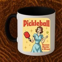 Retro Pickleball Funny Because Murder Is Wrong Coffee Mug thumb 2