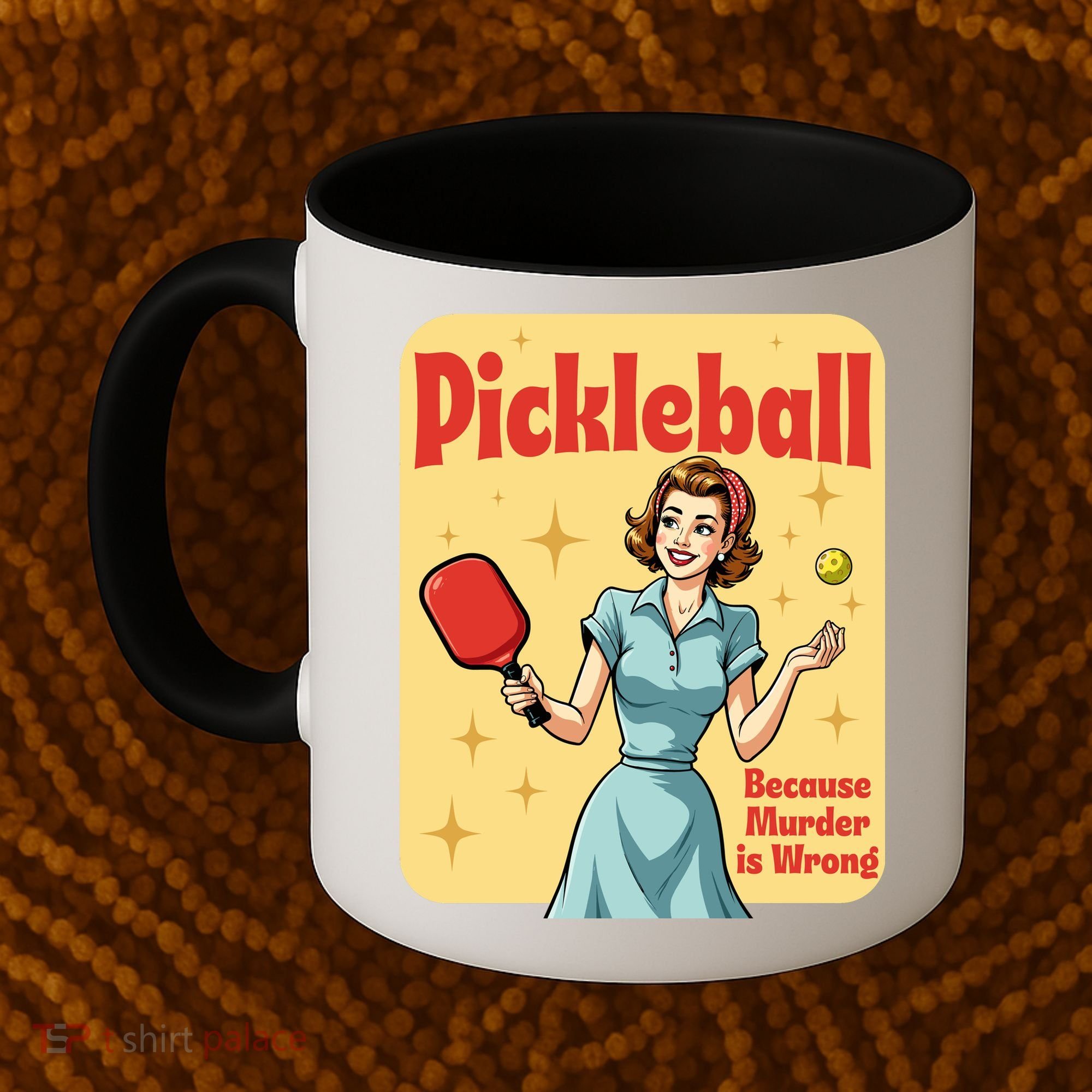 Retro Pickleball Funny Because Murder Is Wrong Coffee Mug