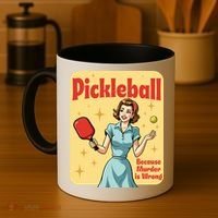 Retro Pickleball Funny Because Murder Is Wrong Coffee Mug thumb 4