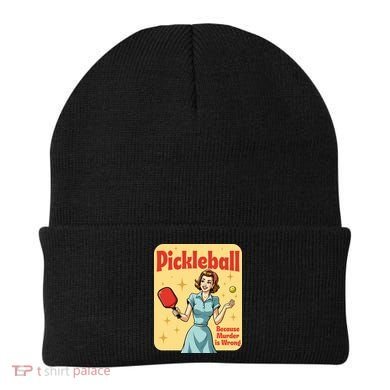 Retro Pickleball Funny Because Murder Is Wrong Beanie