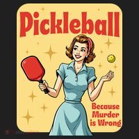 Retro Pickleball Funny Because Murder Is Wrong Golf Towel thumb 3
