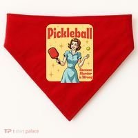 Retro Pickleball Funny Because Murder Is Wrong USA-Made Doggie Bandana thumb 0