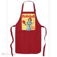 Retro Pickleball Funny Because Murder Is Wrong Apron thumb 0