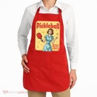 Retro Pickleball Funny Because Murder Is Wrong Apron thumb 2