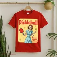 Retro Pickleball Funny Because Murder Is Wrong T-Shirt thumb 2