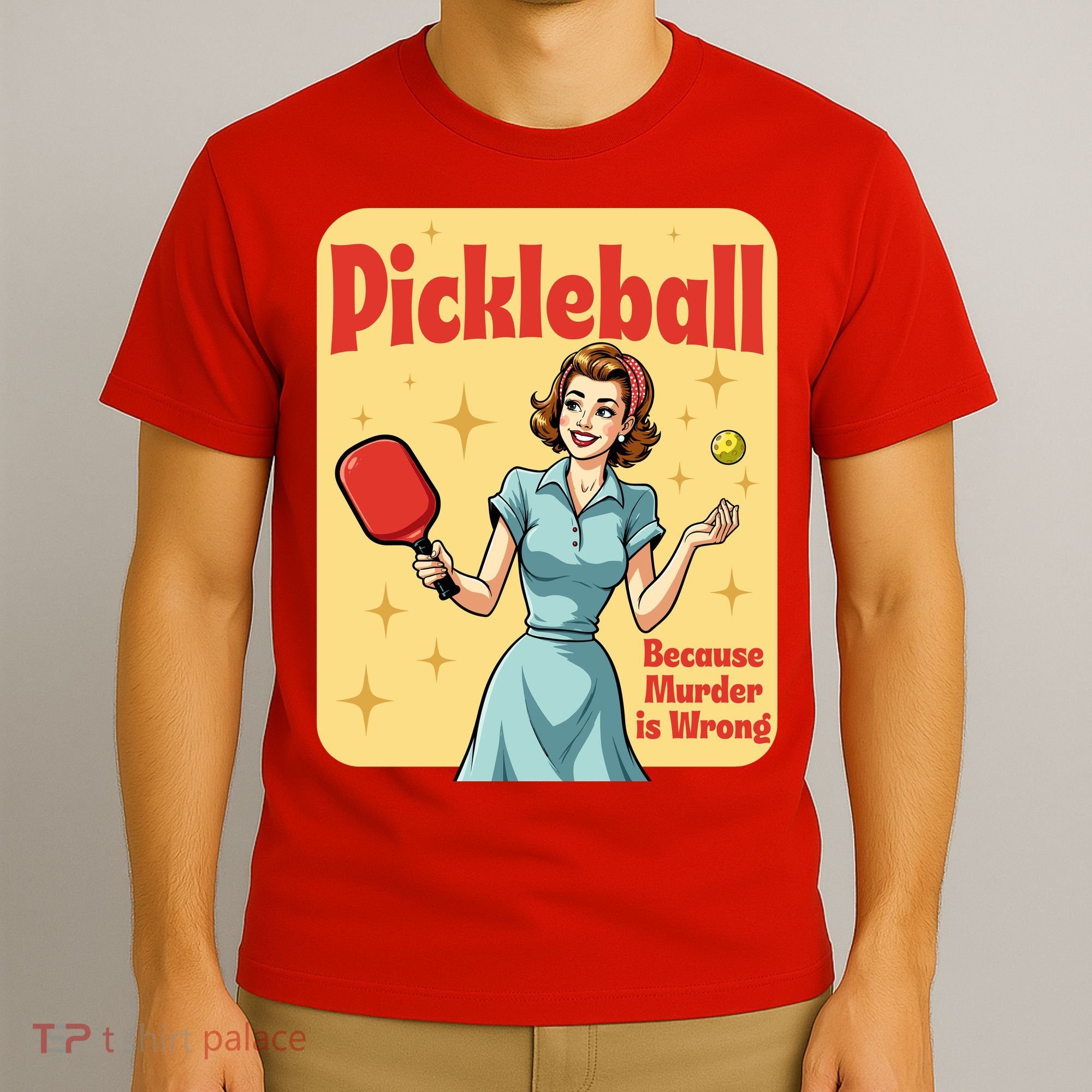 Retro Pickleball Funny Because Murder Is Wrong T-Shirt