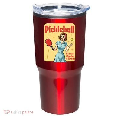 Retro Pickleball Funny Because Murder Is Wrong Tumbler