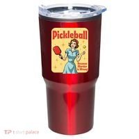 Retro Pickleball Funny Because Murder Is Wrong Tumbler thumb 0