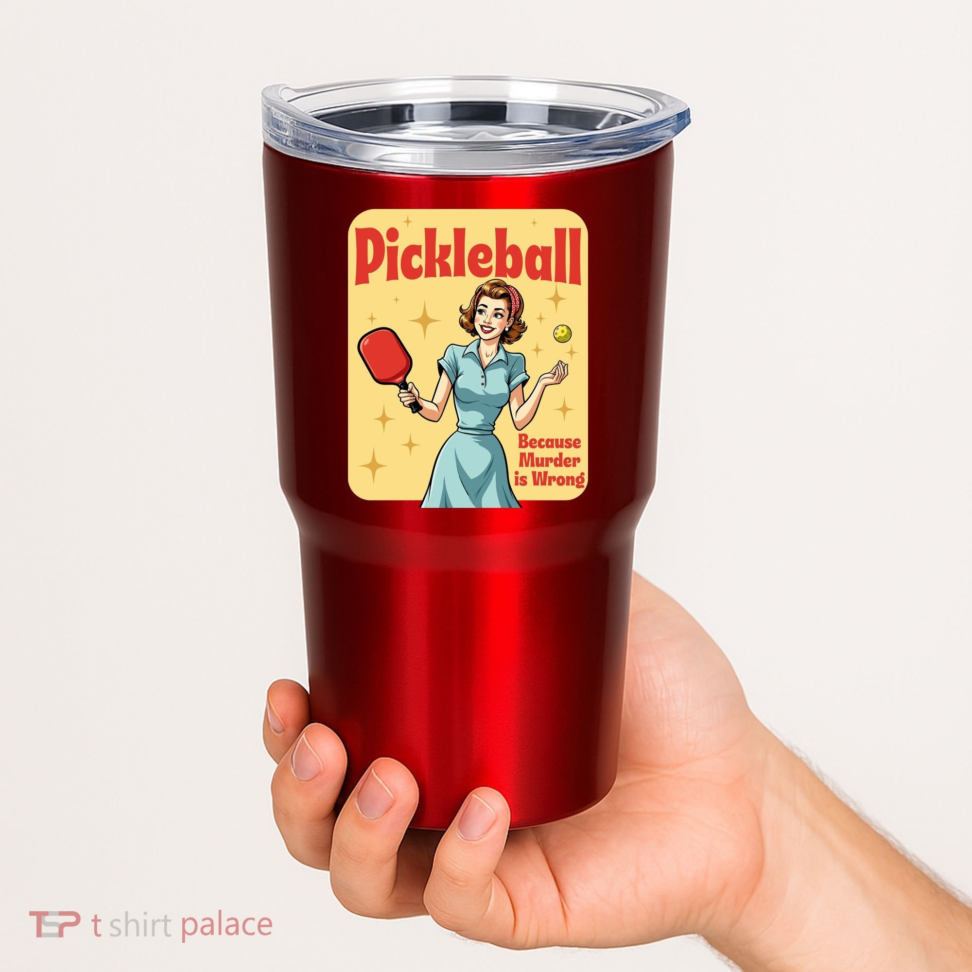 Retro Pickleball Funny Because Murder Is Wrong Tumbler