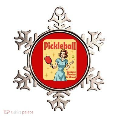 Retro Pickleball Funny Because Murder Is Wrong Ornament