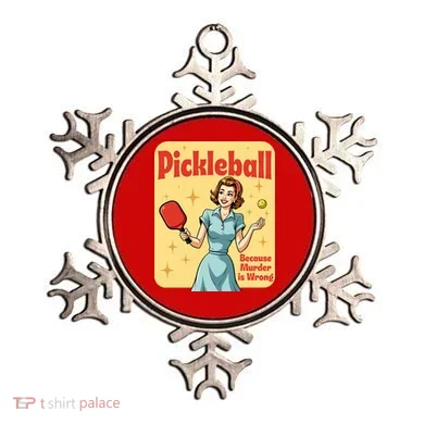 Retro Pickleball Funny Because Murder Is Wrong Ornament